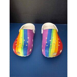 Rainbow Striped Crocs Clogs  Size 7/9  Multicolor Unisex Footwear